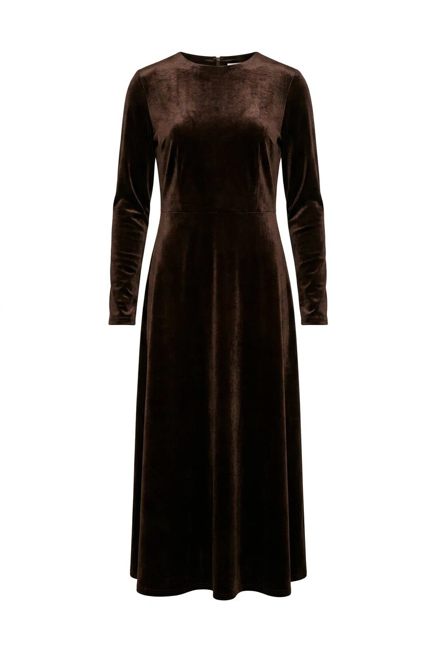 Attentiff Midi Velour Dress Choco | Kjoler | Smuk