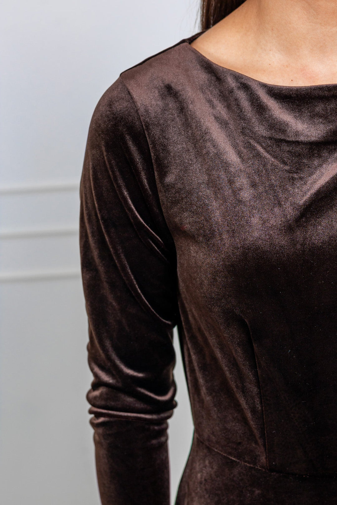 Attentiff Midi Velour Dress Choco | Kjoler | Smuk - Dameklær på nett