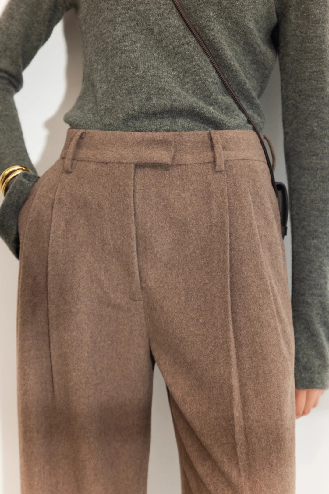 Ava Wool Trouser Dark Taupe Melange | Bukser | Smuk