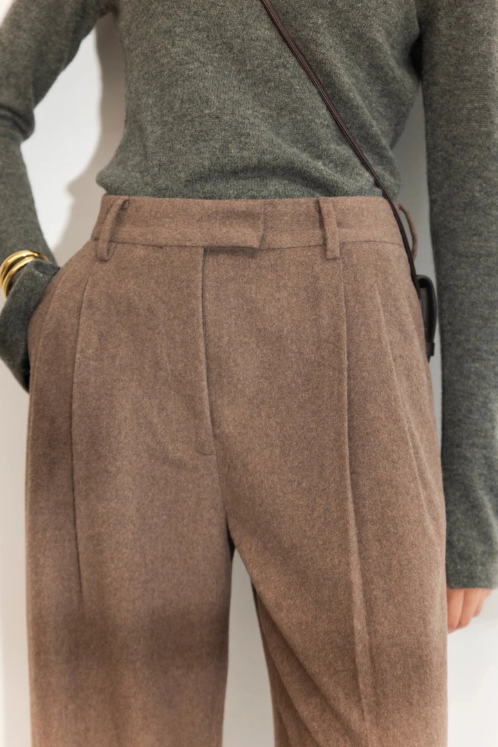 Ava Wool Trouser Dark Taupe Melange | Bukser | Smuk