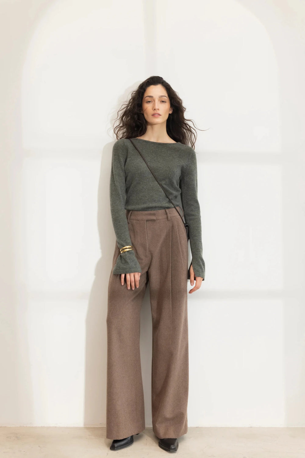 Ava Wool Trouser Dark Taupe Melange | Bukser | Smuk