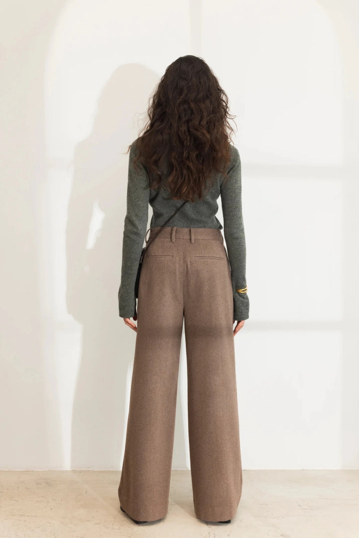 Ava Wool Trouser Dark Taupe Melange | Bukser | Smuk