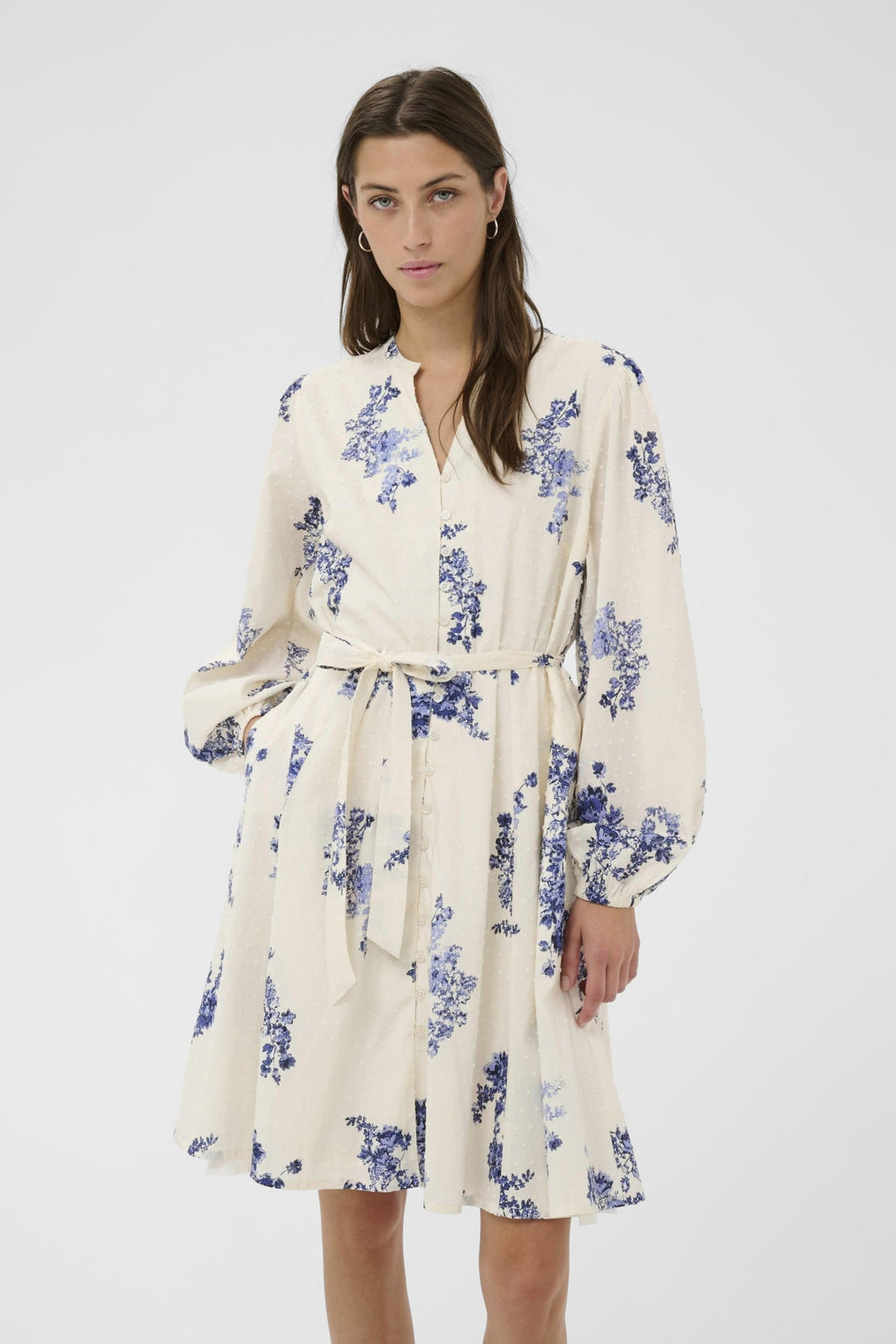 Avira Dress Blue Shadow Flower Print | Kjoler | Smuk