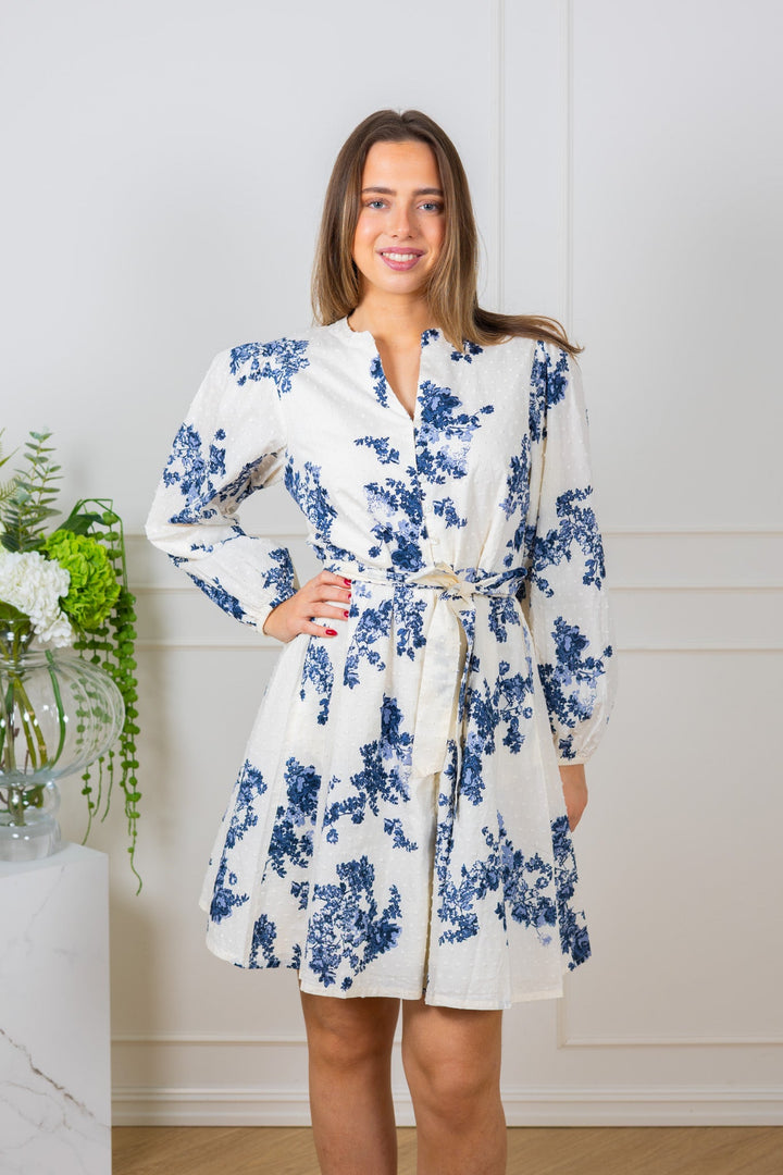 Avira Dress Blue Shadow Flower Print | Kjoler | Smuk