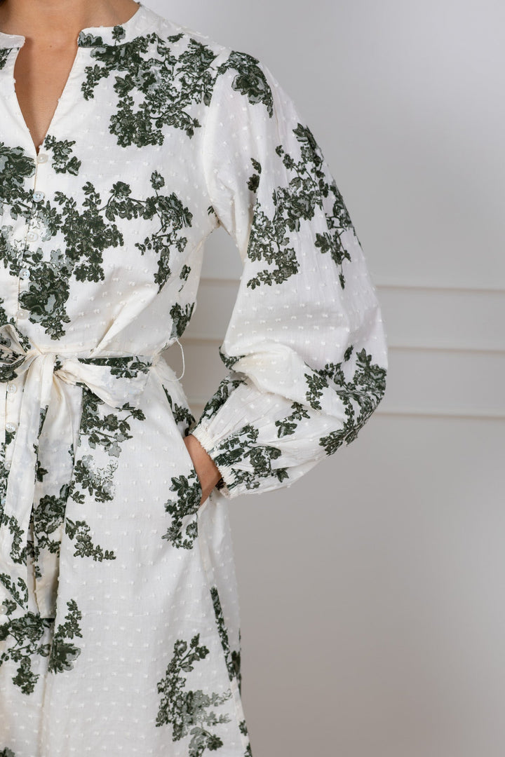 Avira Dress Smokey Olive Shadow Flower | Kjoler | Smuk