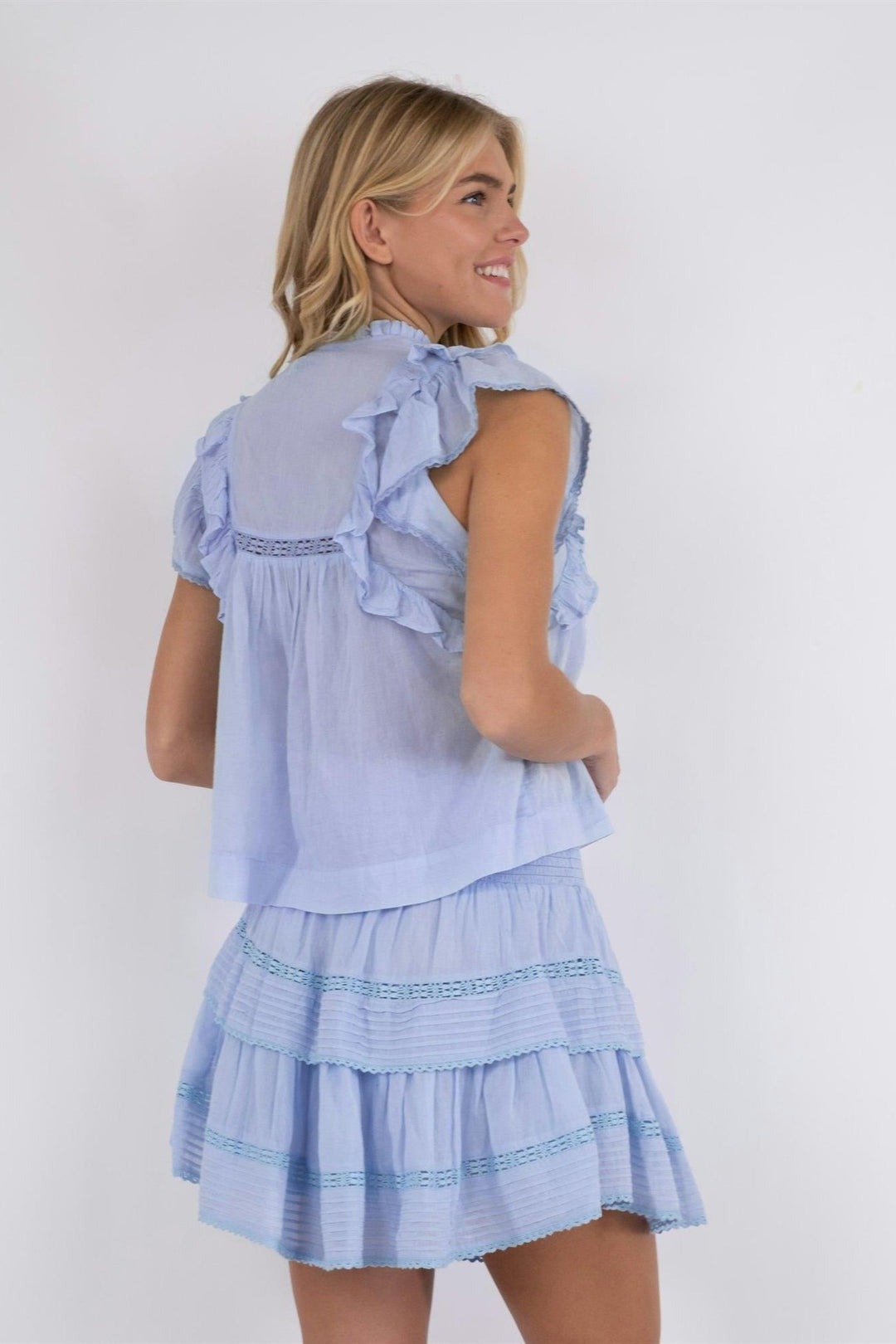 Jayla S Voile Top Light Blue