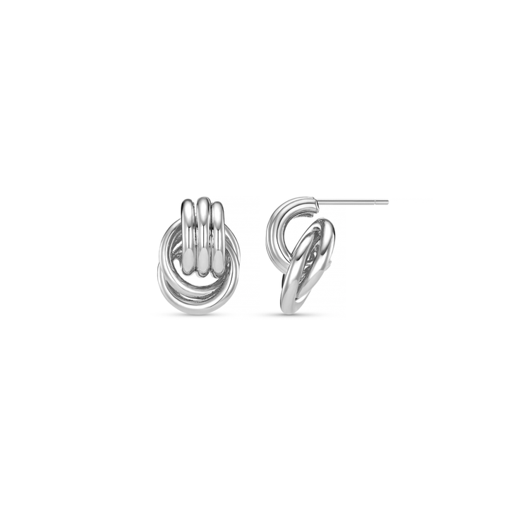 Mini Interlocking Stud Earrings - Silver Silver