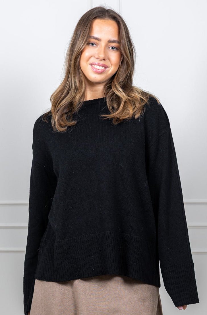 Babette Ls O - Neck Knit Pullover Black | Genser | Smuk
