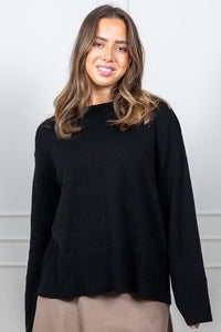 Babette Ls O-Neck Knit Pullover Black