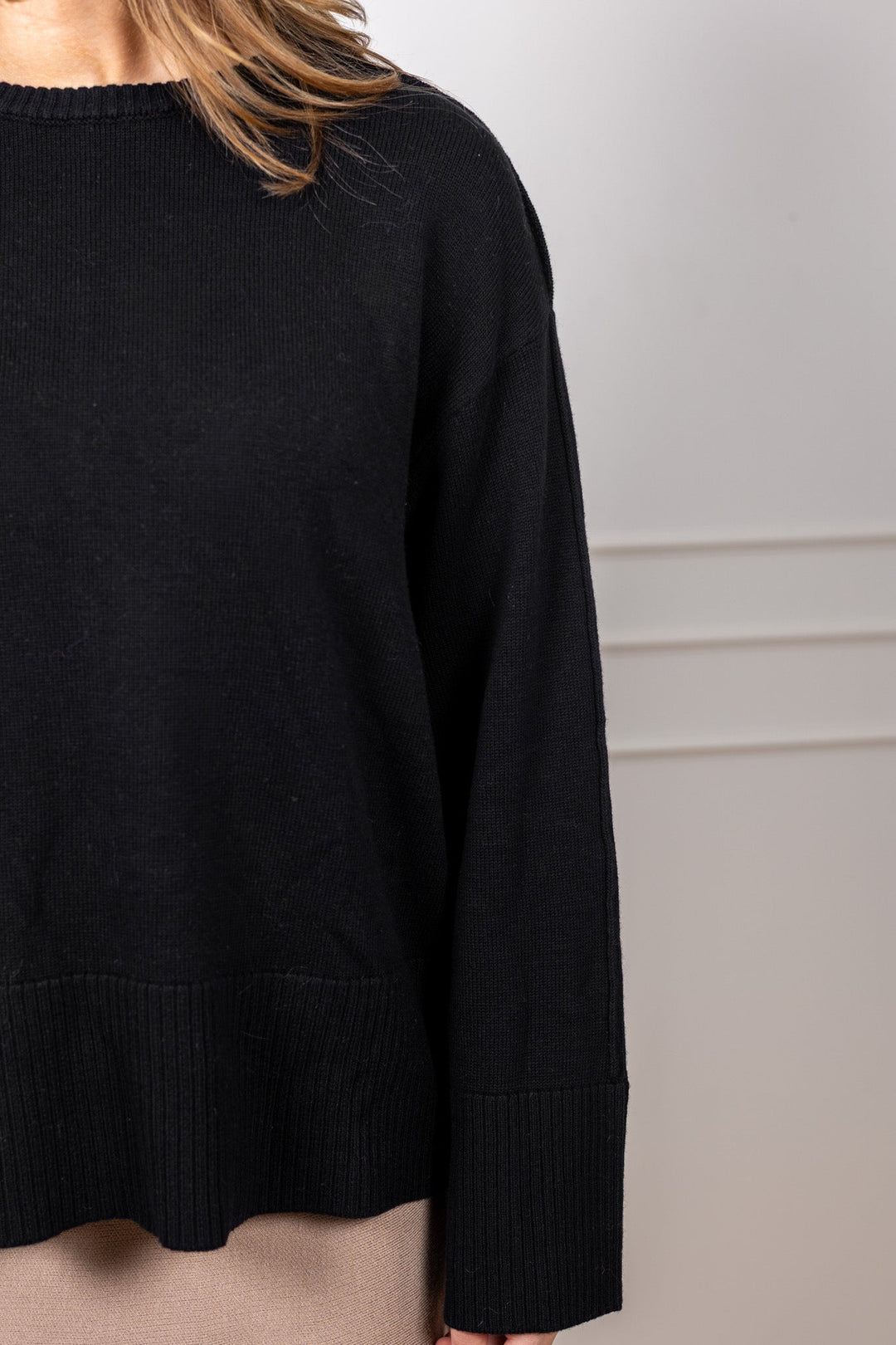 Babette Ls O - Neck Knit Pullover Black | Genser | Smuk