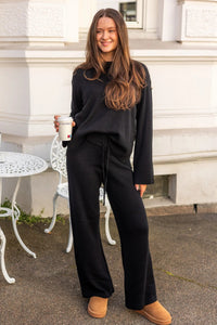 Babette Ls O-Neck Knit Pullover Black
