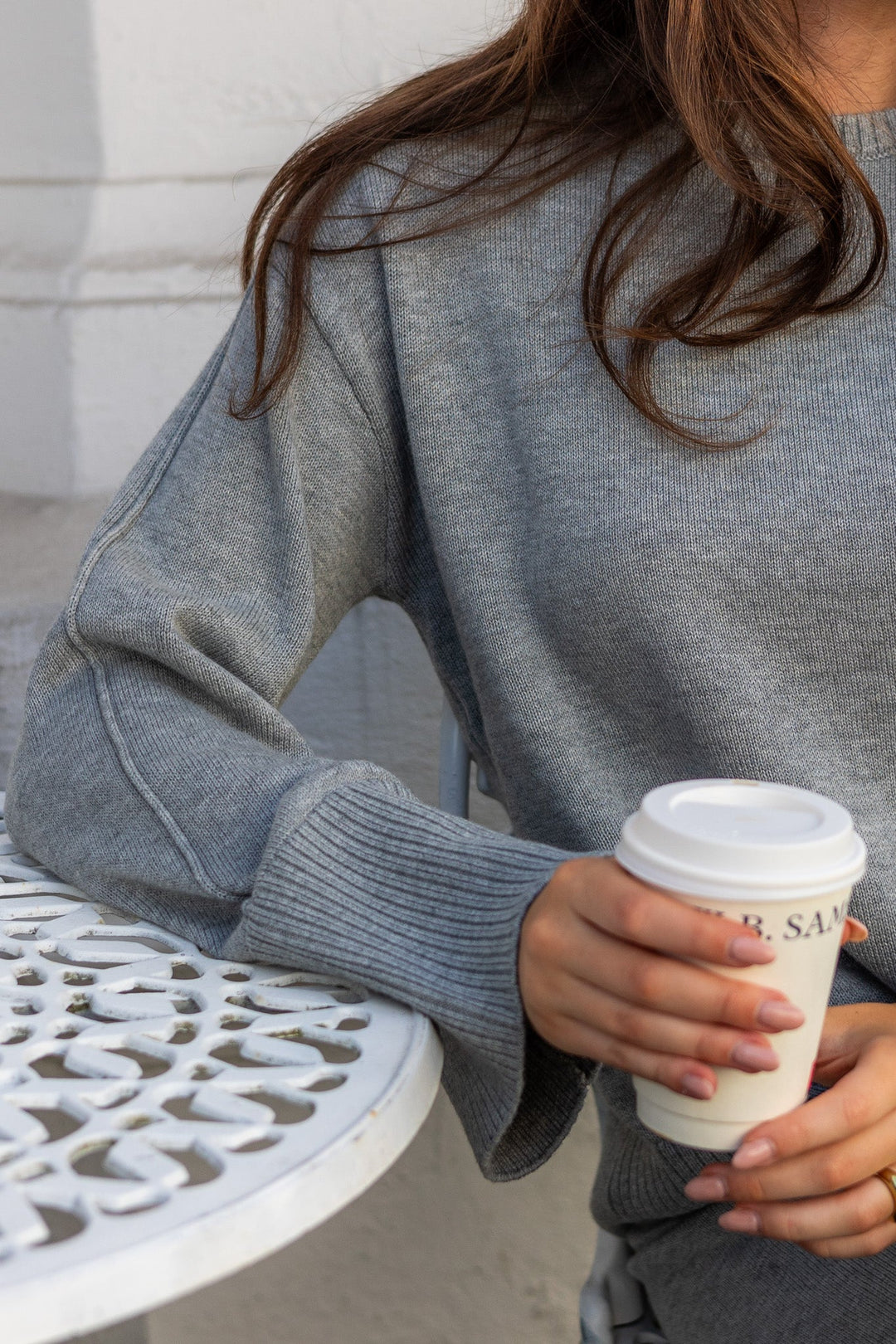 Babette Ls O - Neck Knit Pullover Medium Grey Melange | Genser | Smuk - Dameklær på nett