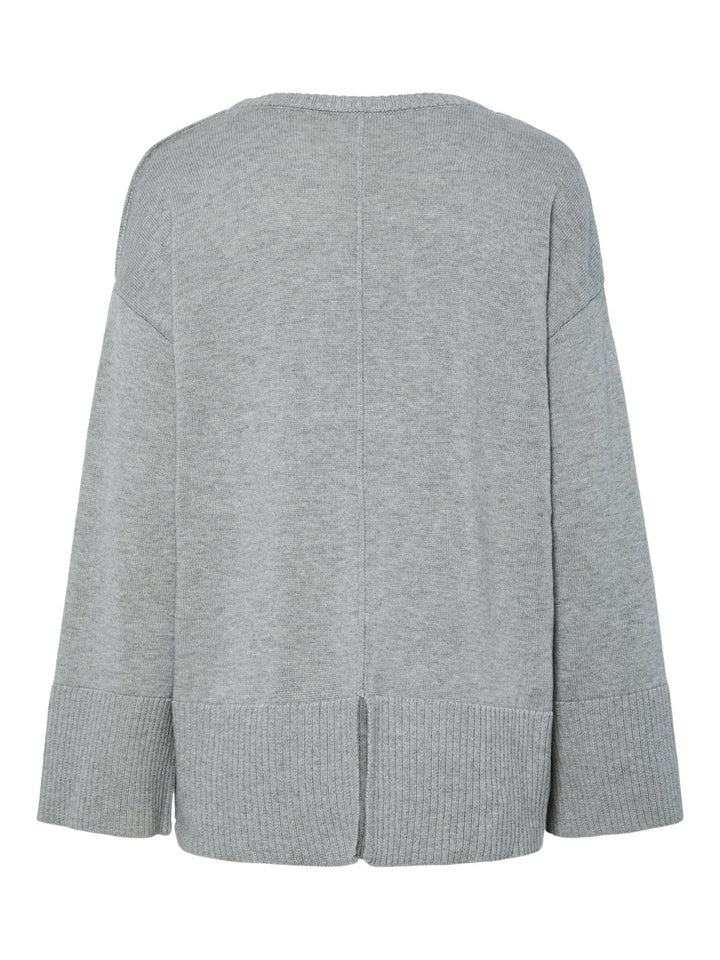 Babette Ls O - Neck Knit Pullover Medium Grey Melange | Genser | Smuk - Dameklær på nett