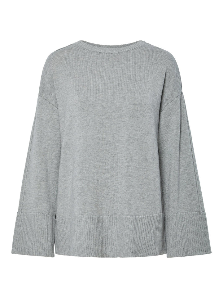 Babette Ls O - Neck Knit Pullover Medium Grey Melange | Genser | Smuk - Dameklær på nett