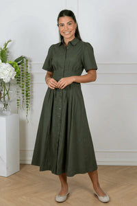 Baia Poplin Dress Army