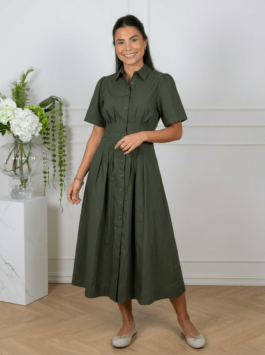 Baia Poplin Dress Army | Kjoler | Smuk