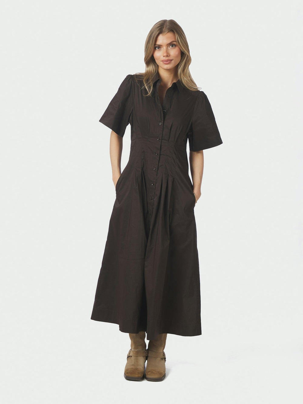 Baia Poplin Dress Chocolate Brown | Kjoler | Smuk
