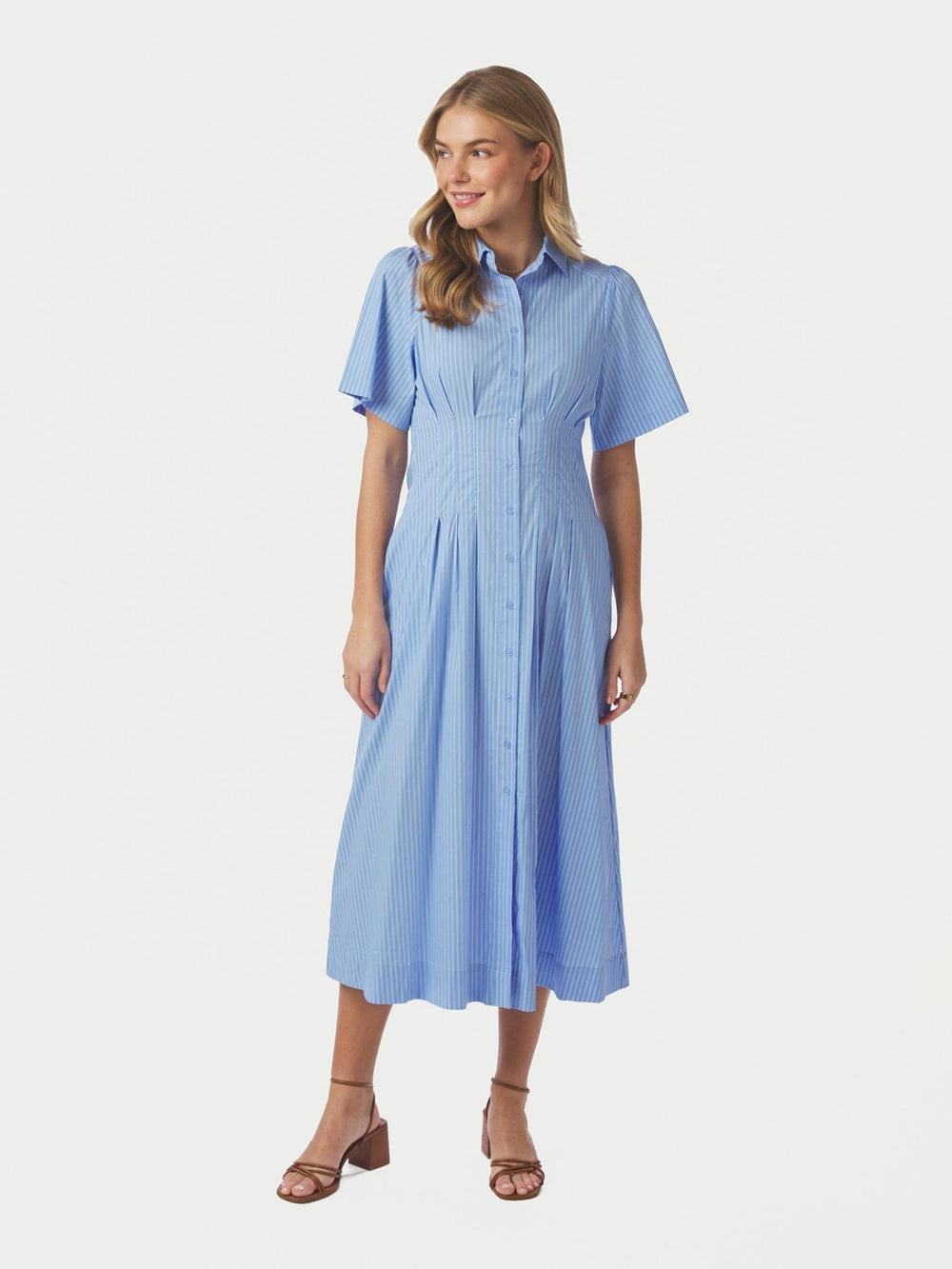 Baia Stripe Poplin Dress Light Blue | Kjoler | Smuk