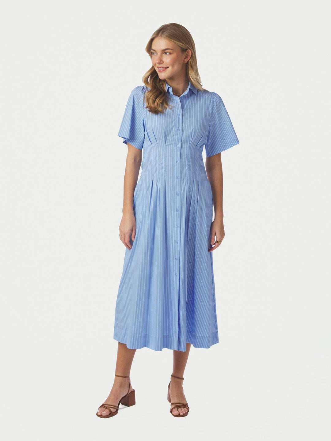 Baia Stripe Poplin Dress Light Blue | Kjoler | Smuk