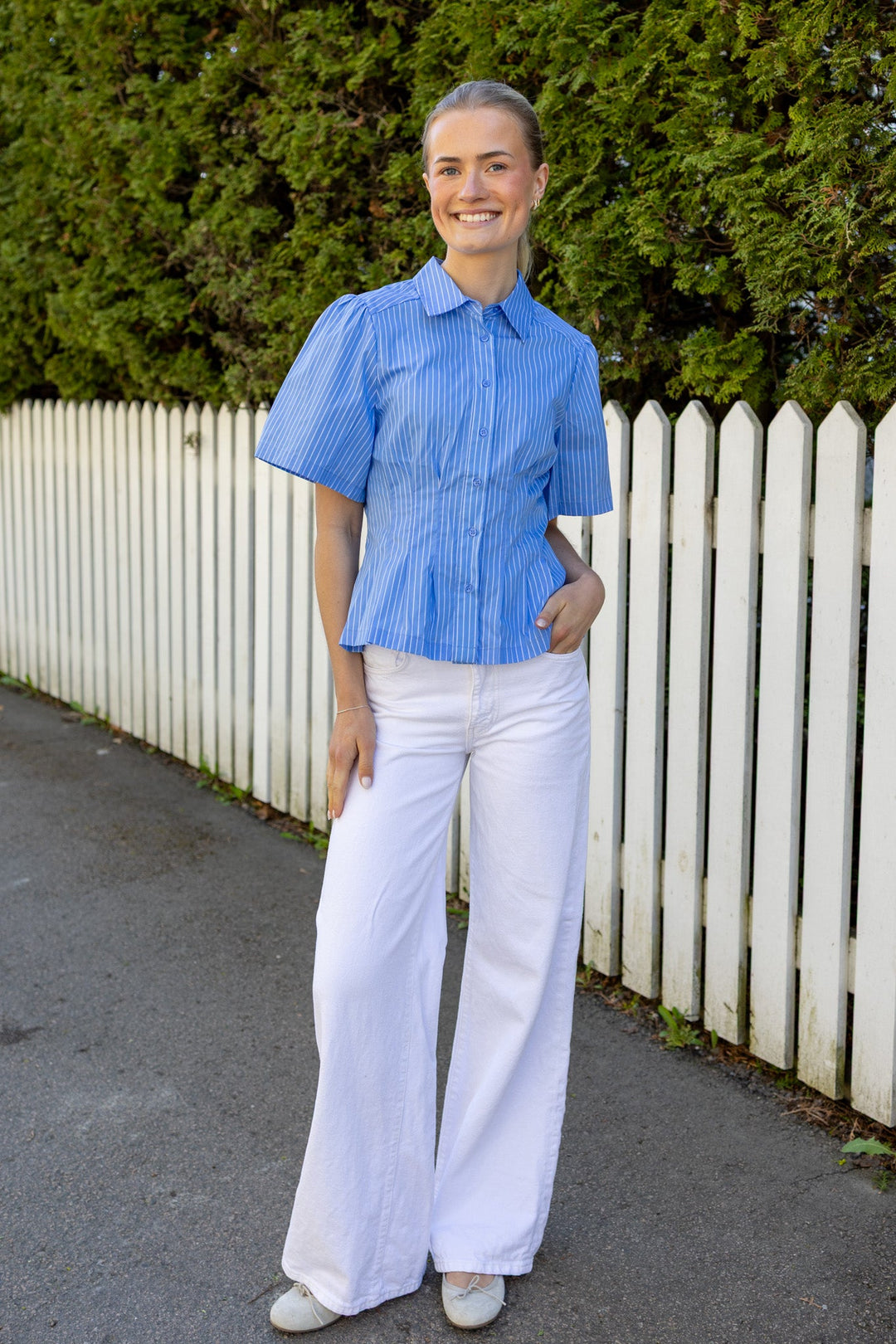 Balara Stripe Poplin Shirt Light Blue | Skjorter og bluser | Smuk