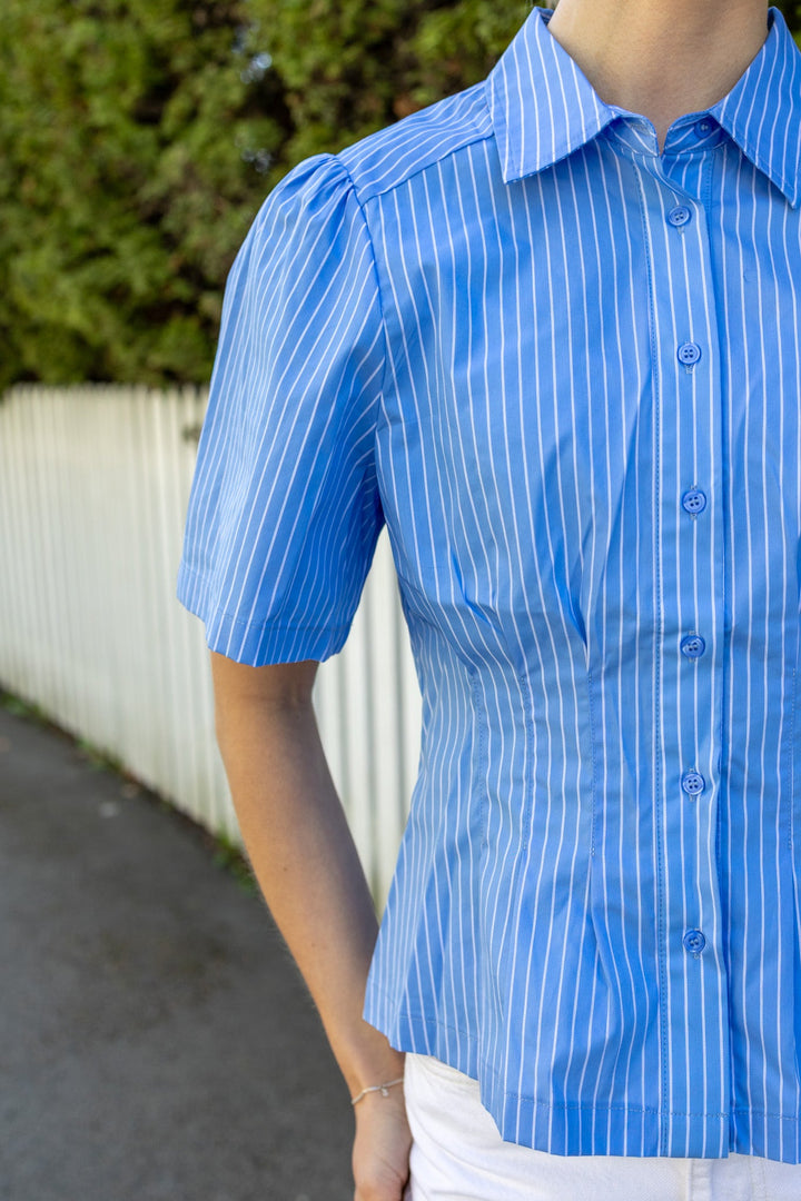 Balara Stripe Poplin Shirt Light Blue | Skjorter og bluser | Smuk