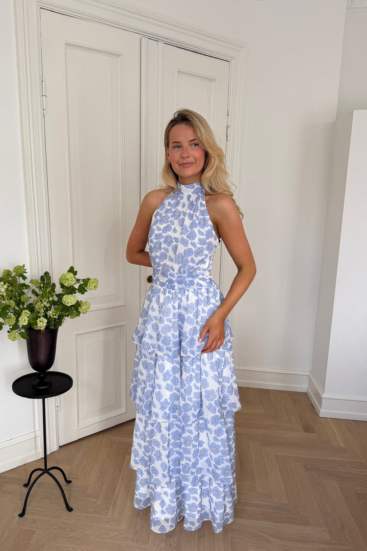 Belle Long Dress Blue Dazzling Flower | Kjoler | Smuk