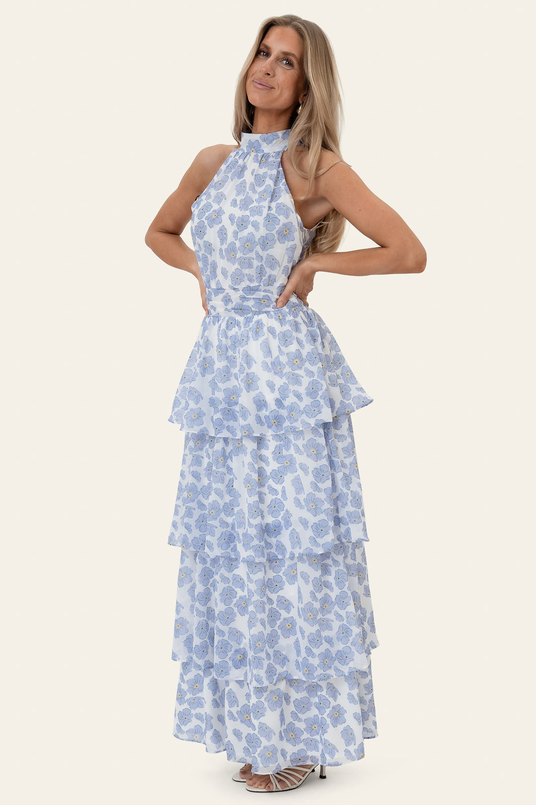 Belle Long Dress Blue Dazzling Flower | Kjoler | Smuk
