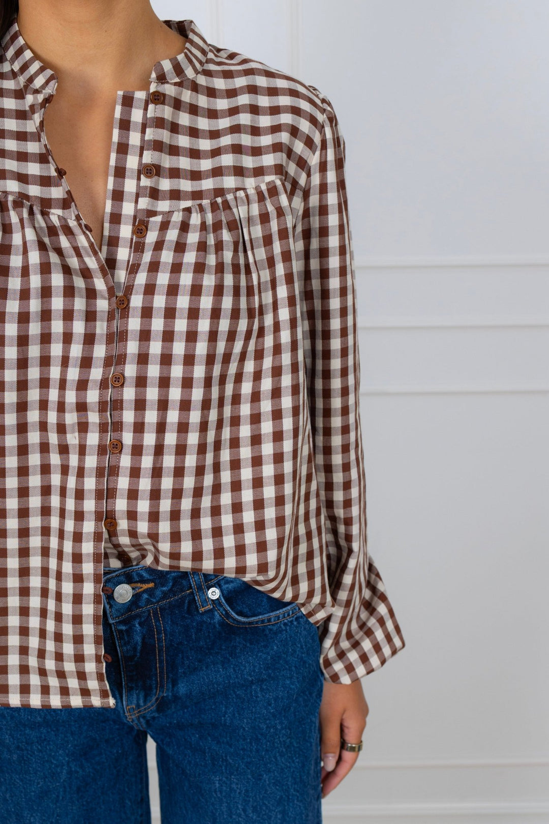 Bellier Blouse Brown Check | Skjorter og bluser | Smuk