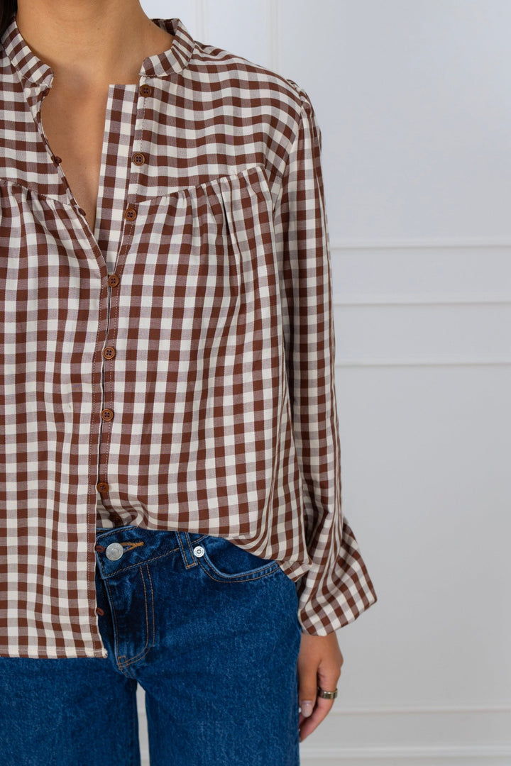 Bellier Blouse Brown Check | Skjorter og bluser | Smuk