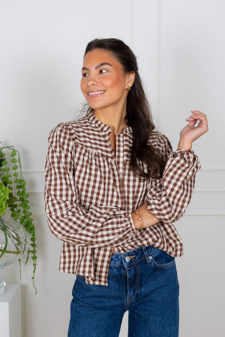 Bellier Blouse Brown Check | Skjorter og bluser | Smuk