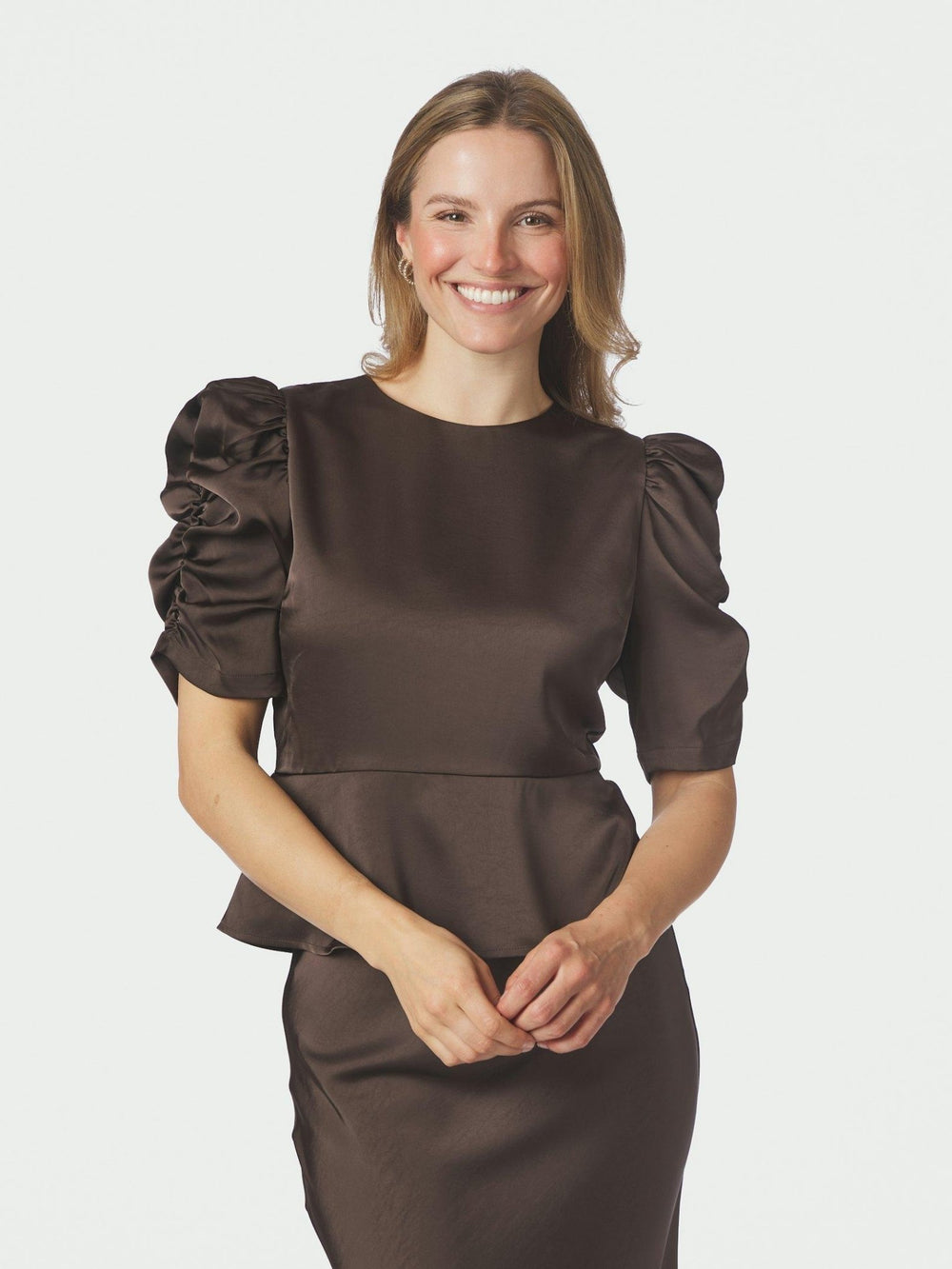 Benua Heavy Sateen Blouse Dark Brown | Skjorter og bluser | Smuk