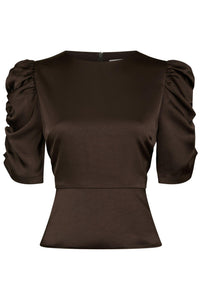 Benua Heavy Sateen Blouse Dark Brown