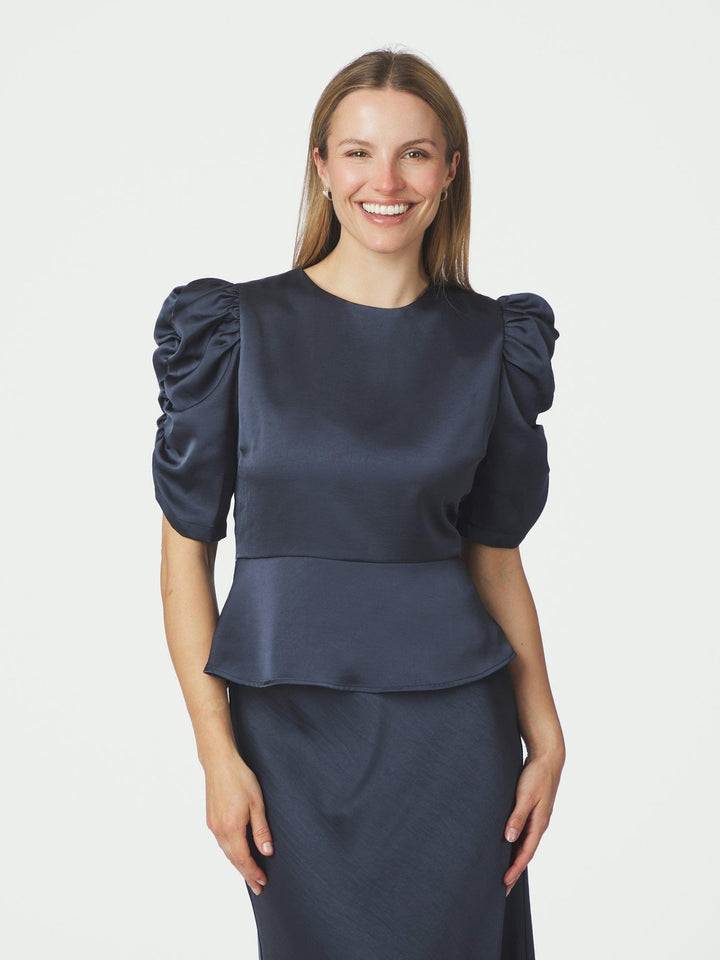 Benua Heavy Sateen Blouse Midnight Blue | Skjorter og bluser | Smuk