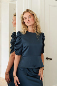 Benua Heavy Sateen Blouse Midnight Blue