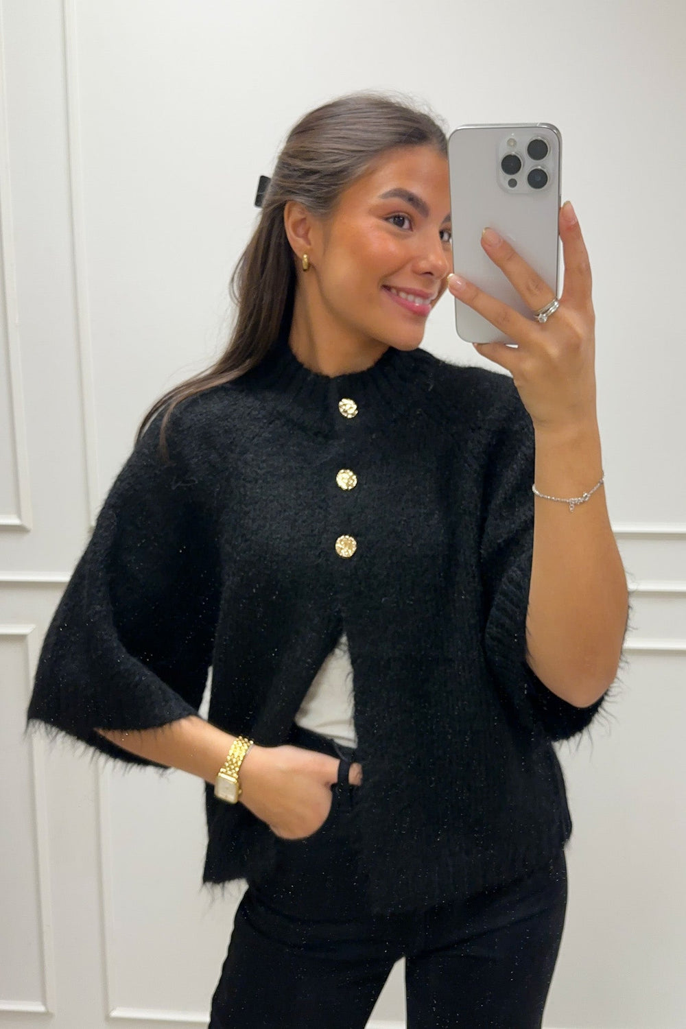 Benuta Fluffy Knit Cardigan Black | Genser | Smuk