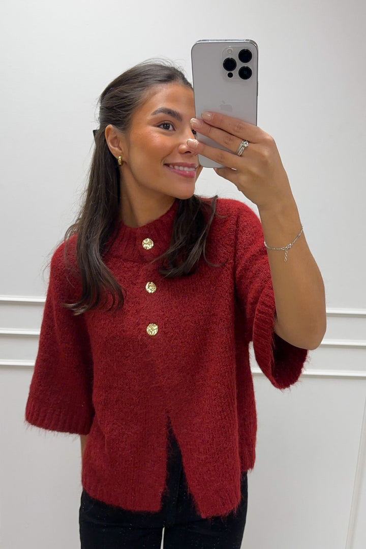 Benuta Fluffy Knit Cardigan Dark Red | Genser | Smuk