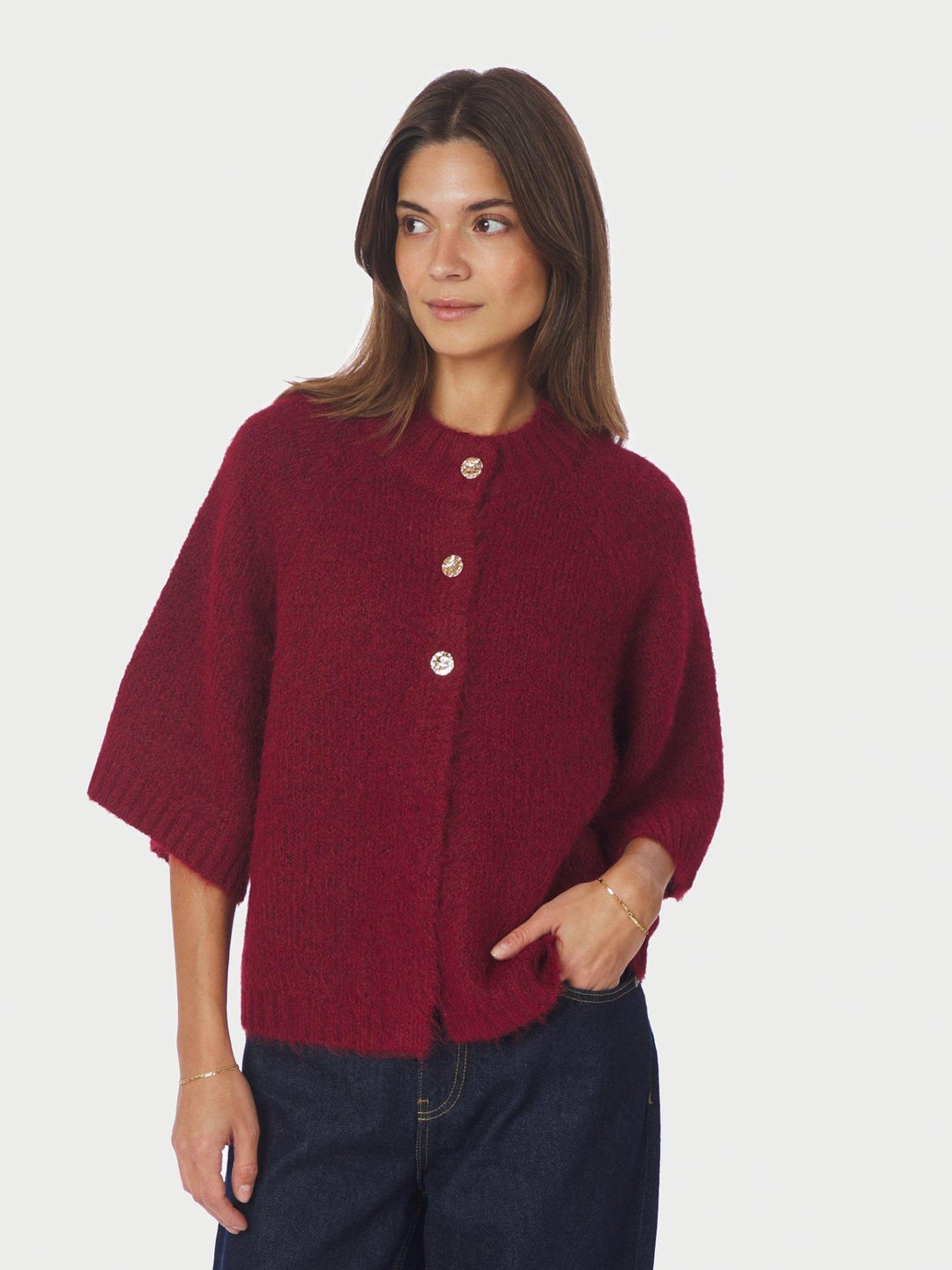 Benuta Fluffy Knit Cardigan Dark Red | Genser | Smuk