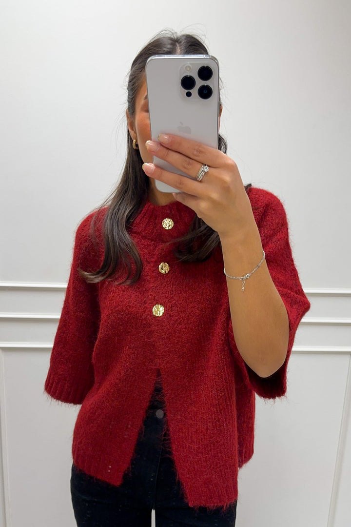 Benuta Fluffy Knit Cardigan Dark Red | Genser | Smuk