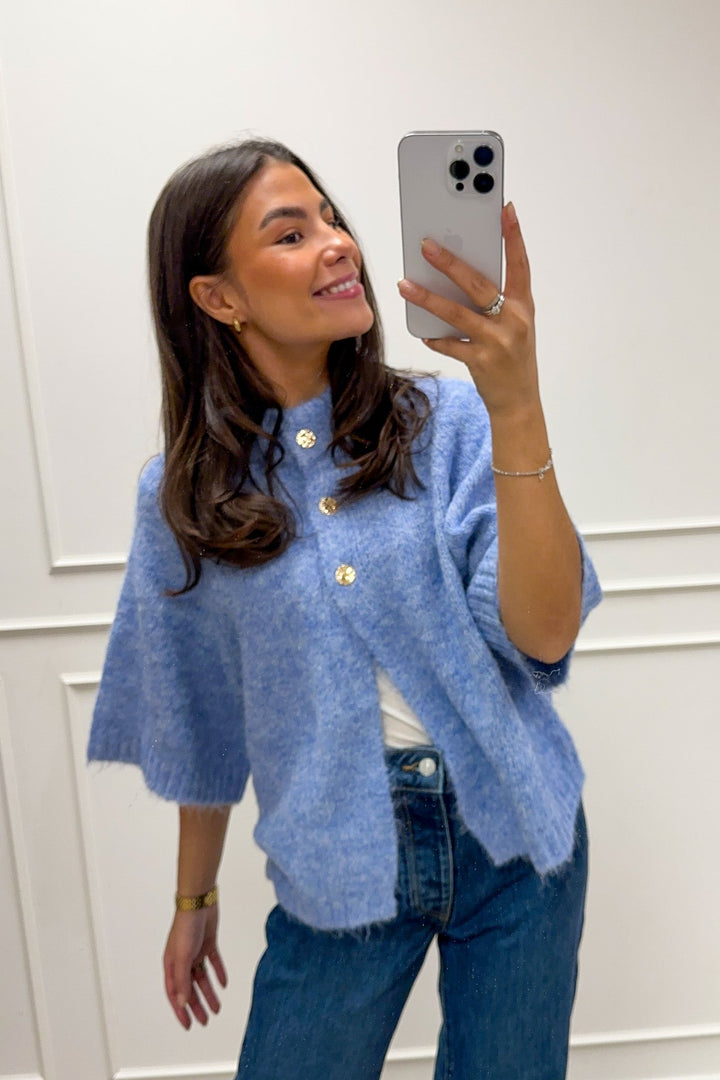 Benuta Fluffy Knit Cardigan Dusty Blue | Genser | Smuk