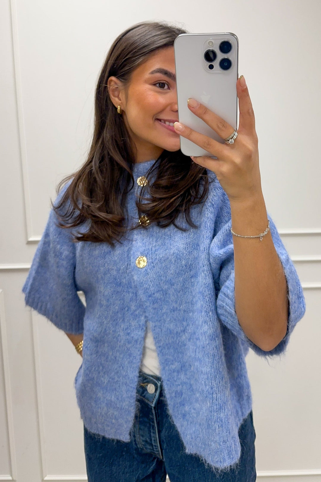 Benuta Fluffy Knit Cardigan Dusty Blue | Genser | Smuk