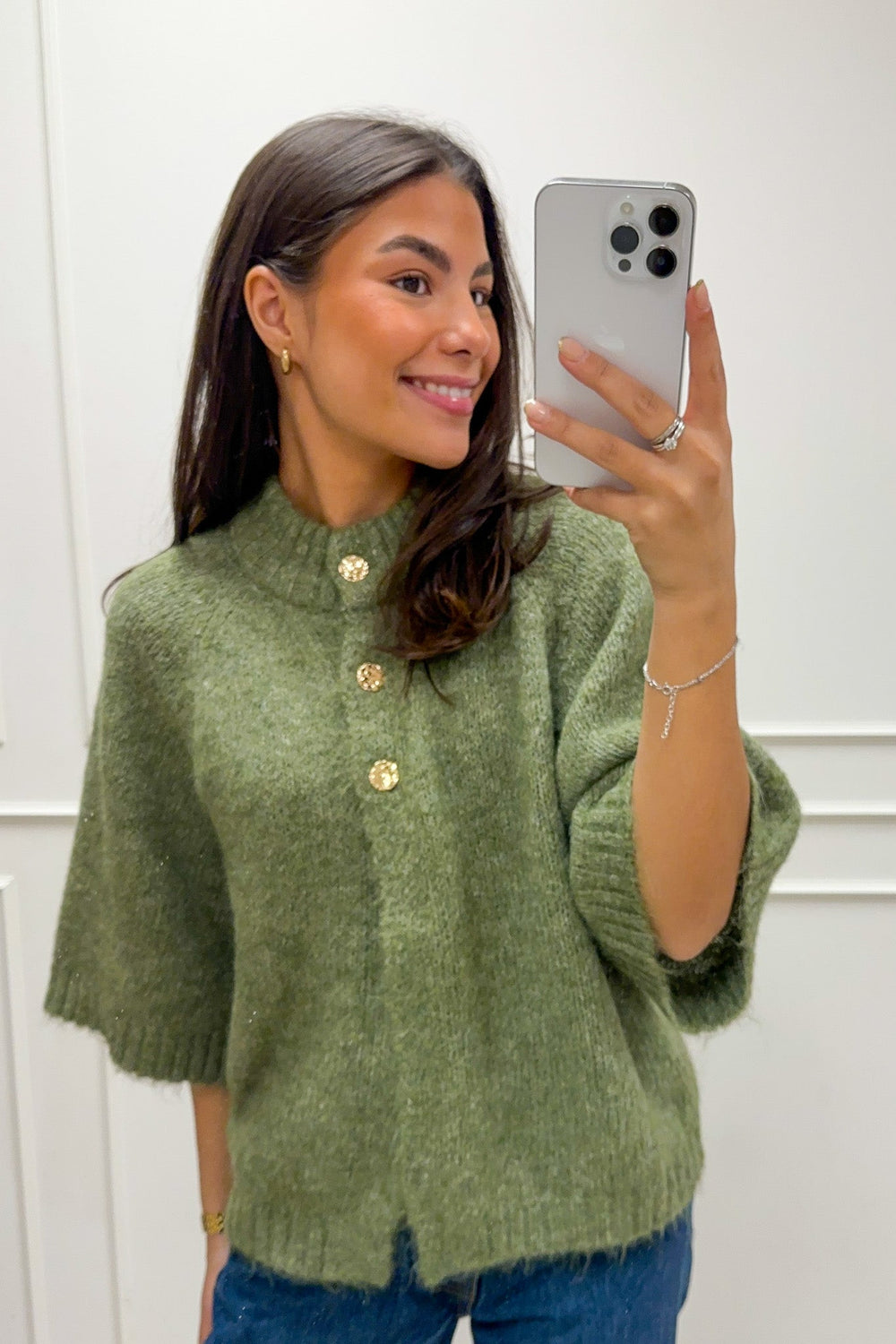 Benuta Fluffy Knit Cardigan Dusty Green | Genser | Smuk