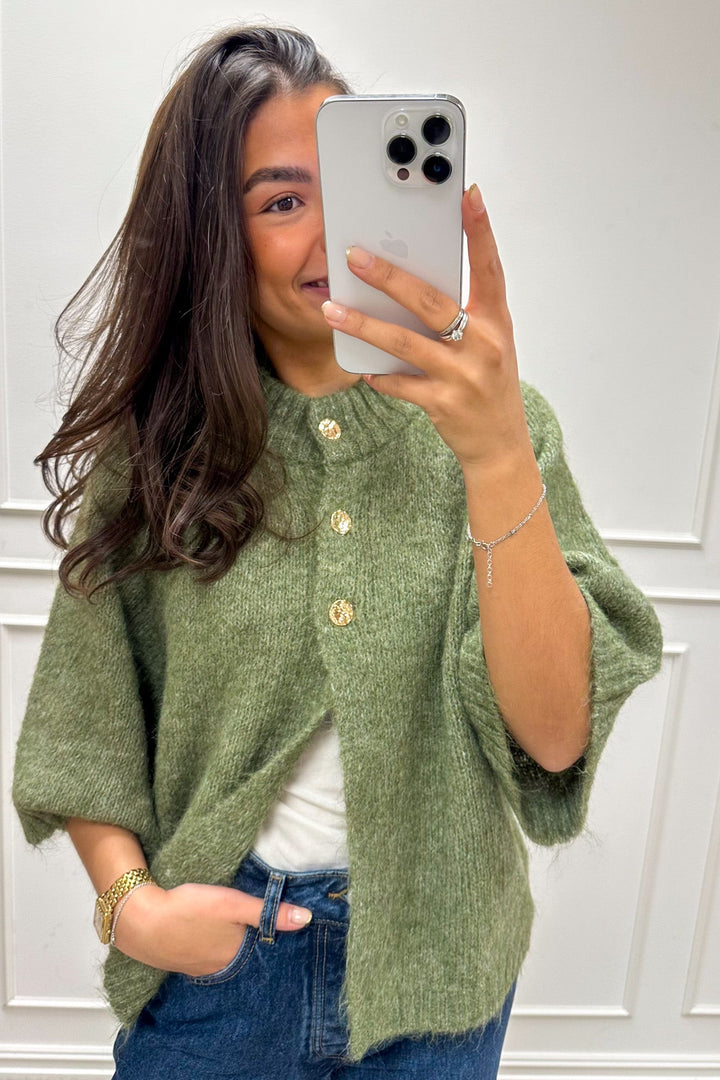 Benuta Fluffy Knit Cardigan Dusty Green | Genser | Smuk
