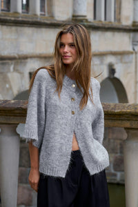 Benuta Fluffy Knit Cardigan Grey Melange