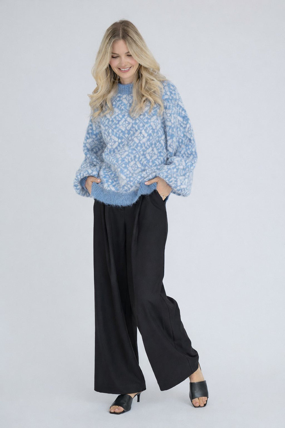 Bergen Knit Pullover Blue/White | Genser | Smuk
