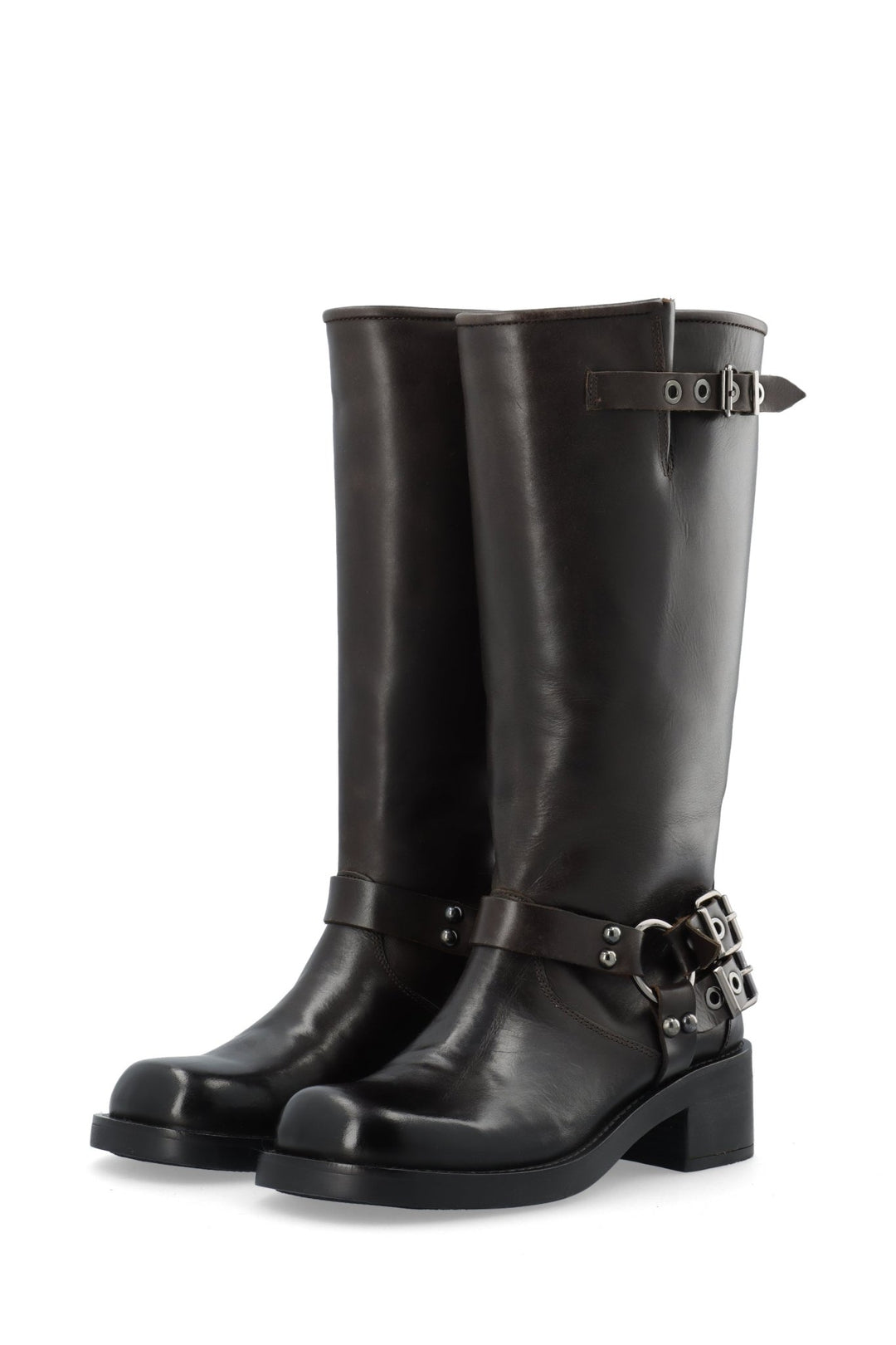 Biaharper Biker Boot Pull Up Leather Dark Brown | Sko | Smuk - Dameklær på nett