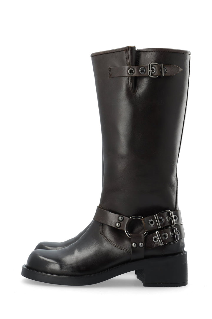Biaharper Biker Boot Pull Up Leather Dark Brown | Sko | Smuk - Dameklær på nett