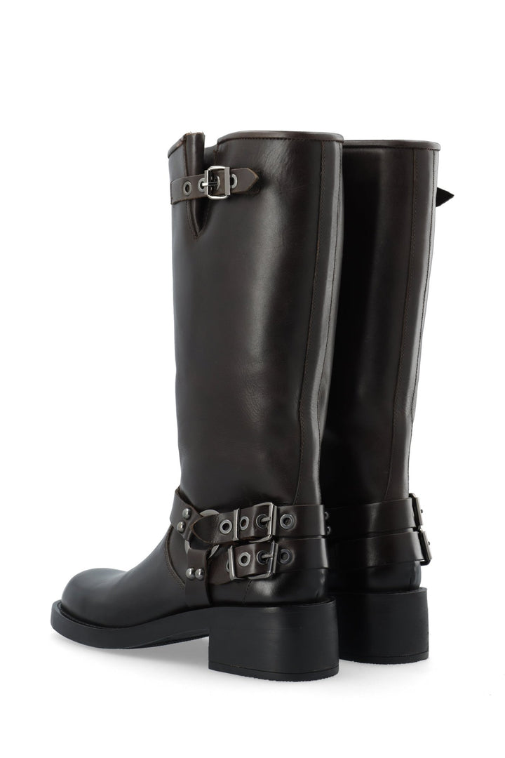 Biaharper Biker Boot Pull Up Leather Dark Brown | Sko | Smuk - Dameklær på nett