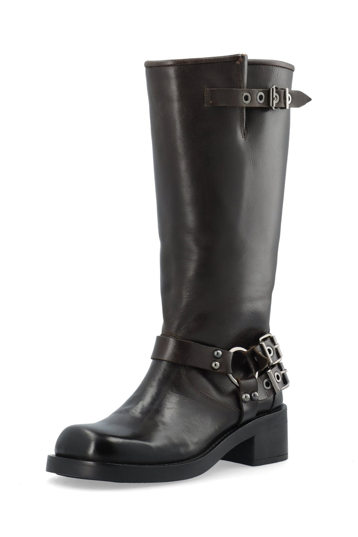 Biaharper Biker Boot Pull Up Leather Dark Brown | Sko | Smuk - Dameklær på nett