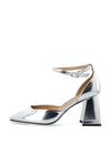 Biajoyce D'Orsay Pump Faux Leather Silver Mirror