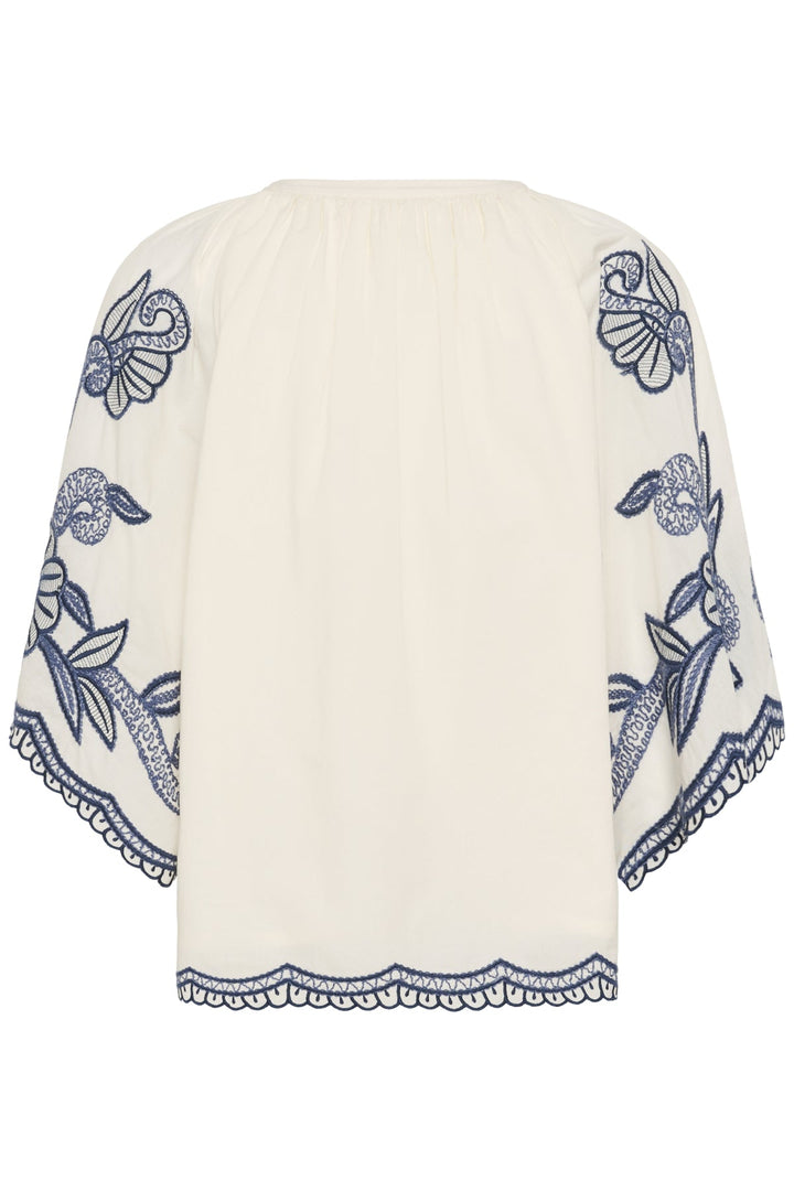 Biancha Blouse Whisper White W Blue Emb | Skjorter og bluser | Smuk